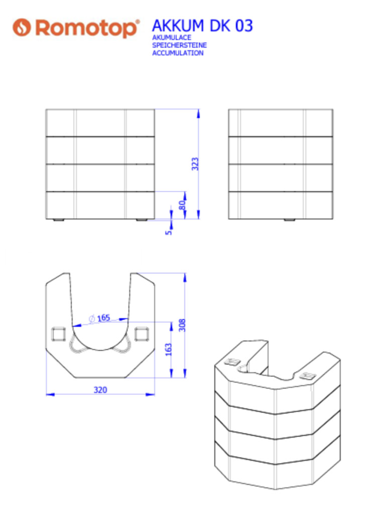 Romotop LERA C GH 3 oldalas Design kandalló